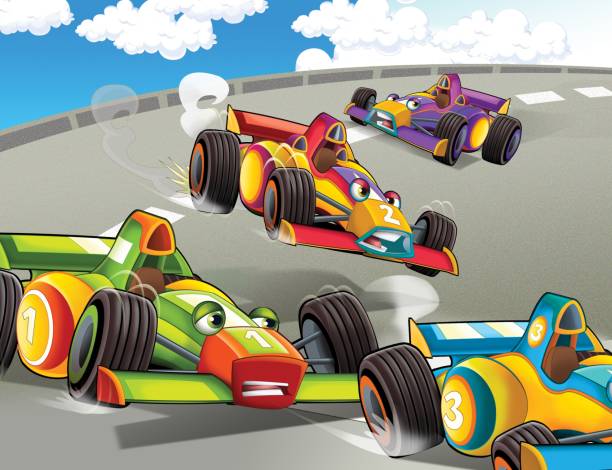 Cartoon Scene With Formula Race Super Car Stock Illustration - Download  Image Now - Cartoon, Racecar, Abstract - iStock