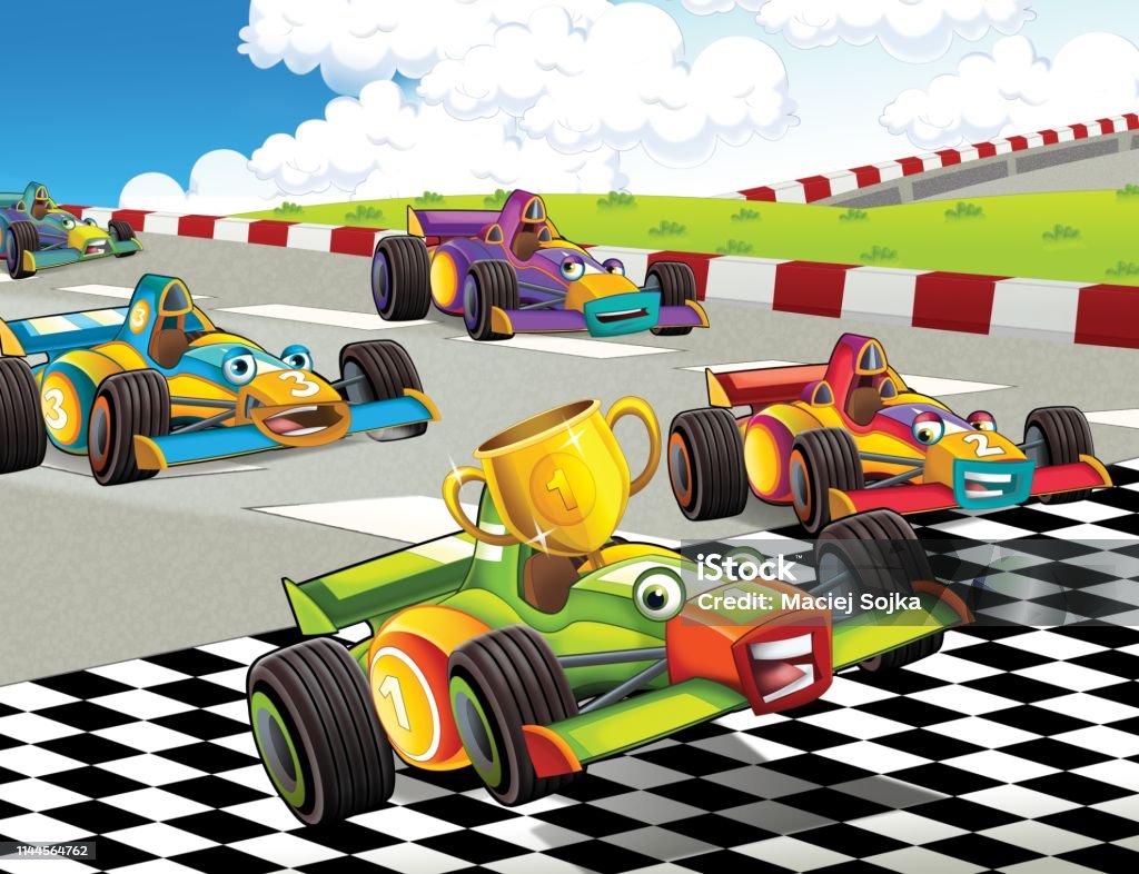 Cartoon Scene With Formula Race Super Car Stock Illustration - Download  Image Now - Cartoon, Racecar, Abstract - iStock