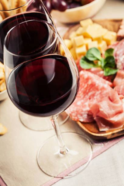 istock Red wine with charcuterie and cheese 1144564941