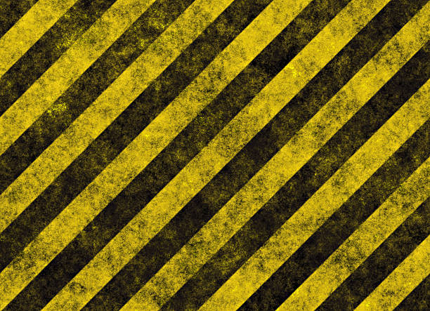 righe di pericolo - safety yellow road striped foto e immagini stock