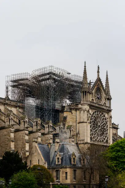 Photo of Notre Dame in Paris one day after the fire from 15.4.2019