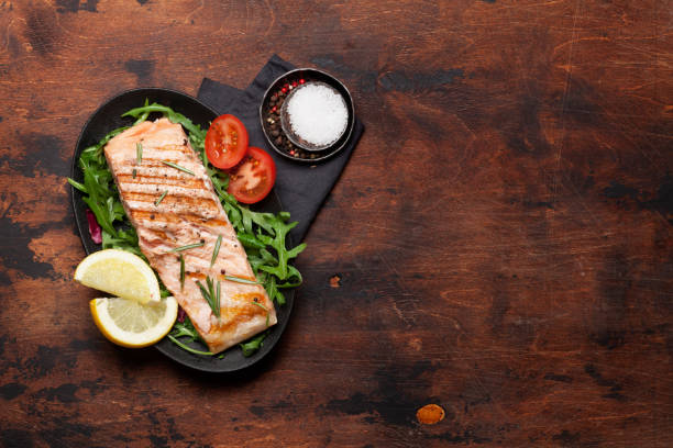 istock Grilled salmon fish fillet 1144568602