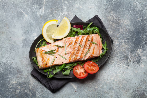 istock Grilled salmon fish fillet 1144570239