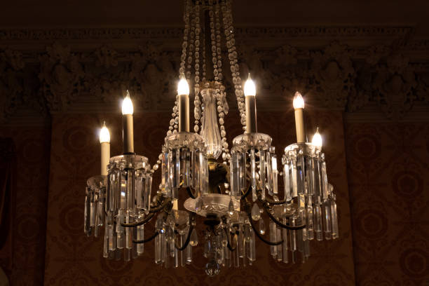 istock Ornate crystal chandelier centered 1144571242
