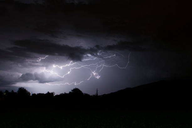 istock Storm With Dark Clouds At Night Time In The Village 1144571486