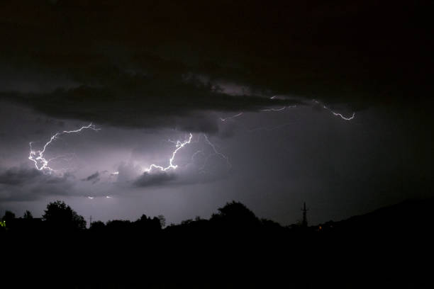 istock Storm With Dark Clouds At Night Time In The Village 1144571491