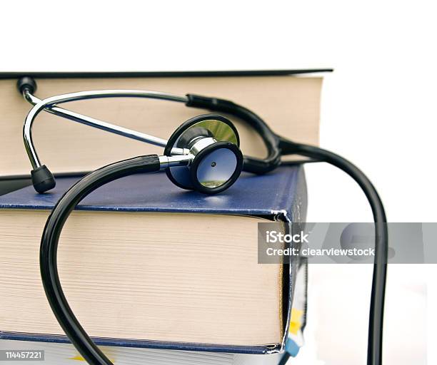 Books And Stethoscope Stock Photo - Download Image Now - Magazine - Publication, Stethoscope, Healthcare And Medicine