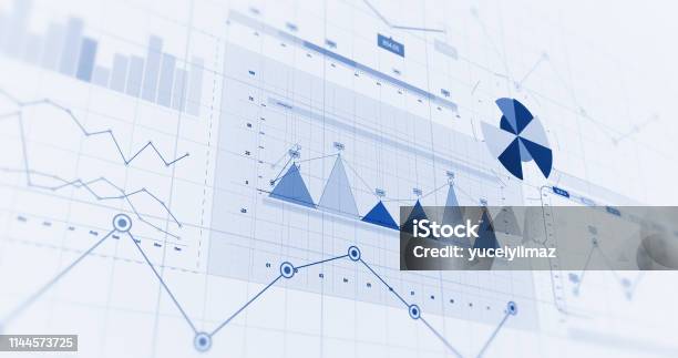 Financial Business Charts Graphs And Diagrams 3d Illustration Render Stockfoto und mehr Bilder von Daten