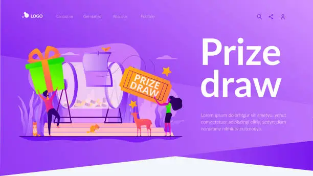 Vector illustration of Prize draw landing page template.