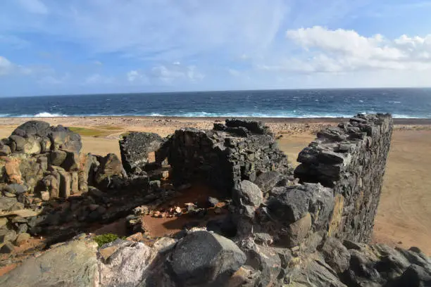 Awesome ancient ruin on the coast of Aruba