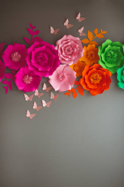 istock Paper flowers decor with copy space 1144582511