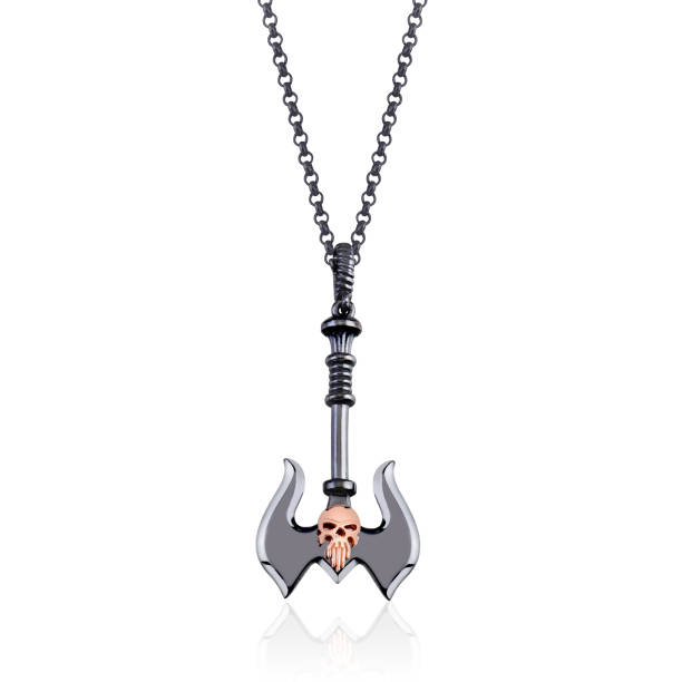 istock Men Axe Silver & Gold Necklace Pendant 1144586206