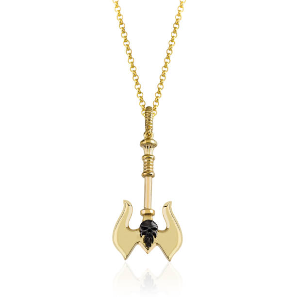 istock Men Axe Silver & Gold Necklace Pendant 1144586223