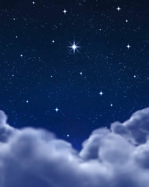 istock Wishing star on dark blue star studded background 114458665