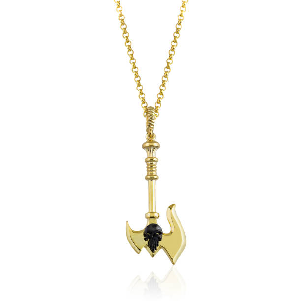 istock Men Axe Silver & Gold Necklace Pendant 1144586809