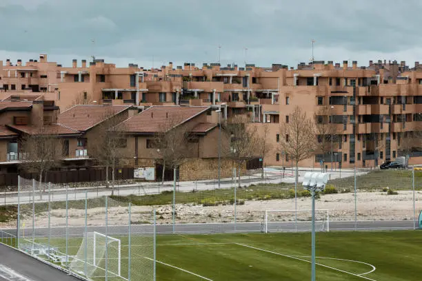 Empty City with a footballfield