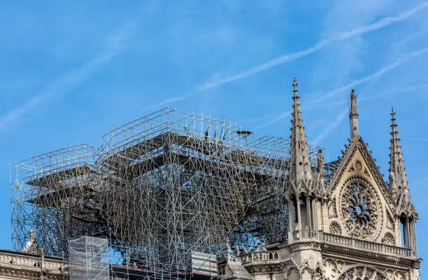 Photo of Detail of Notre Dame Cathedral in Paris After the Fire