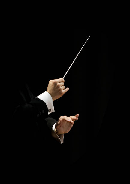 Hands of conductor Hands of conductor on a black background conductors baton photos stock pictures, royalty-free photos & images