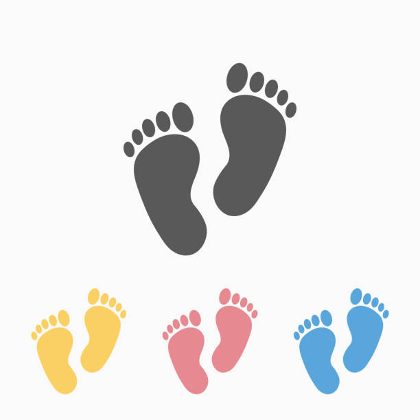 fußabdruck icon - baby toe stock-grafiken, -clipart, -cartoons und -symbole