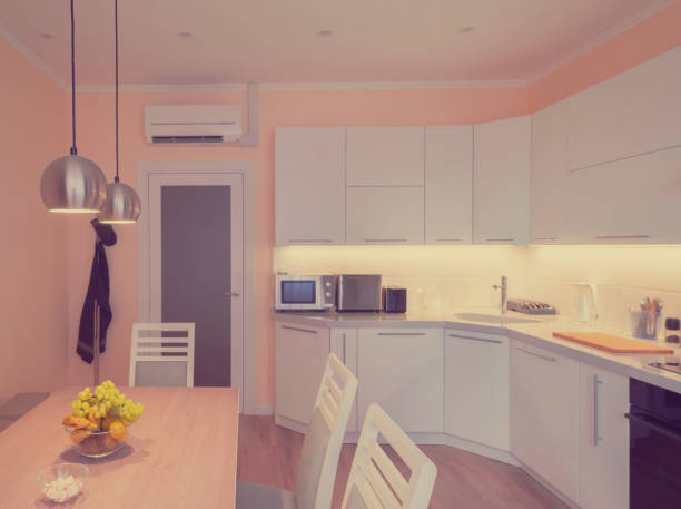 istock Interior. Kitchen modern, white, gray, beige color 1144594990