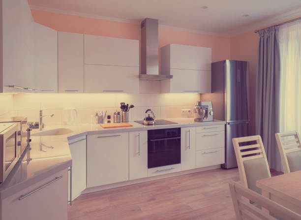 istock Interior. Kitchen modern, white, gray, beige color 1144595063
