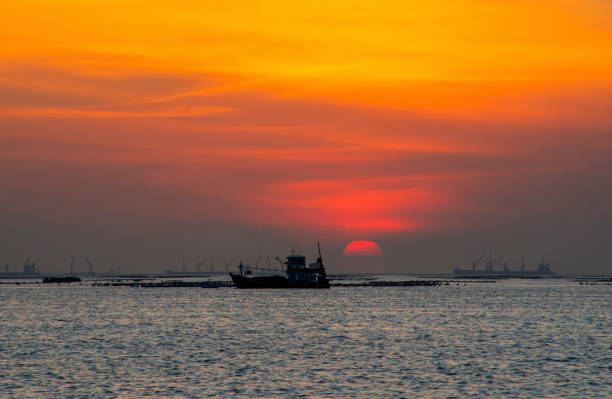 istock Colorful of sunset on sea scape background 1144595964