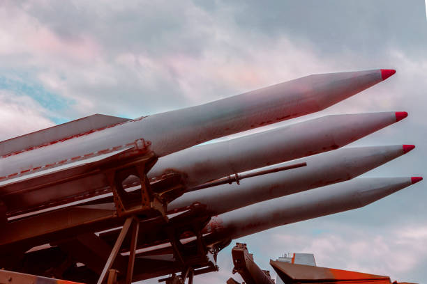 istock Nuclear missiles against the sky, army 1144596839