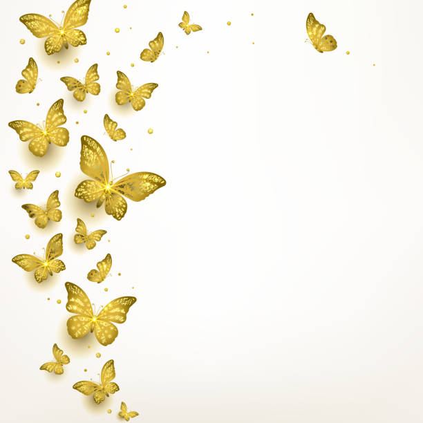 양 떼에 장식 황금 나비 - yellow butterfly stock illustrations