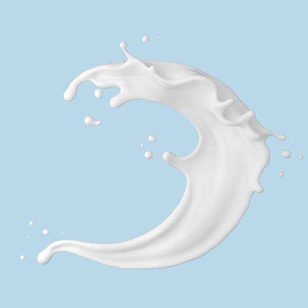 spruzzi di latte isolati su sfondo, schizzi liquidi o yogurt. - milk white foto e immagini stock
