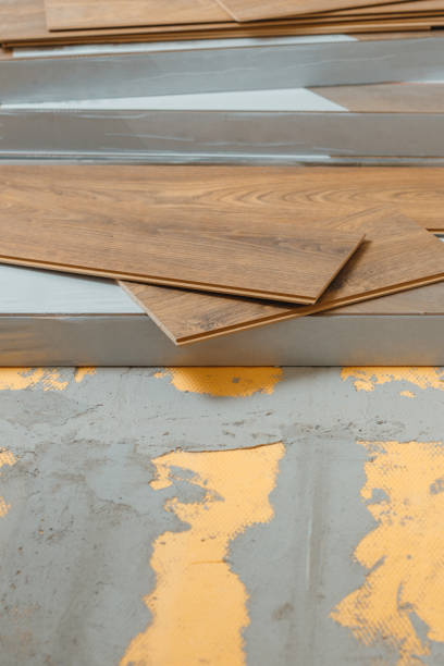 istock close up of laminate planks and package over floor heating 1144604062