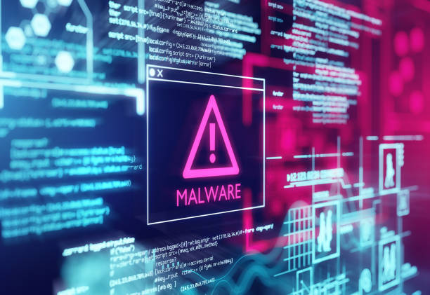 Malware Detected Warning Screen stock photo