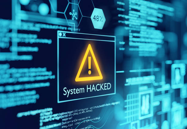 A Computer System Hacked Warning A computer popup box screen warning of a system being hacked, compromised software enviroment. 3D illustration. data system stock pictures, royalty-free photos & images