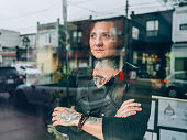 Tattoo artist window portrait