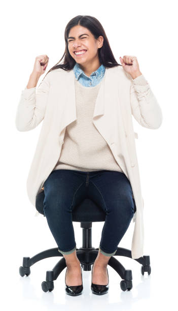 istock Attractive young latino female is excited 1144606283