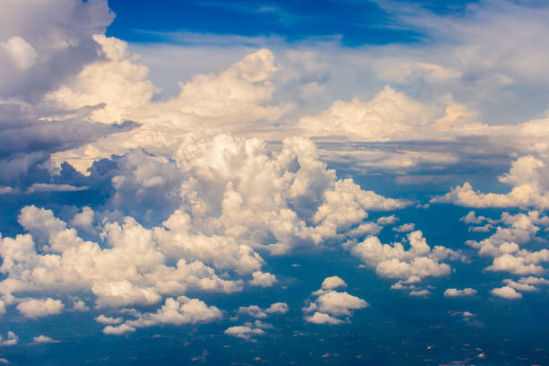 istock blue sky with the clouds from the plane view 1144606301