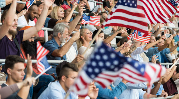 istock Excited USA Fans Cheering For Their Team 1144606342
