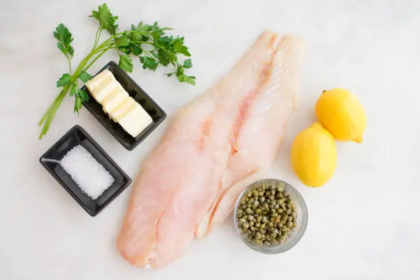 Ingredients to make Grouper with Lemon-Caper Butter Ingredients