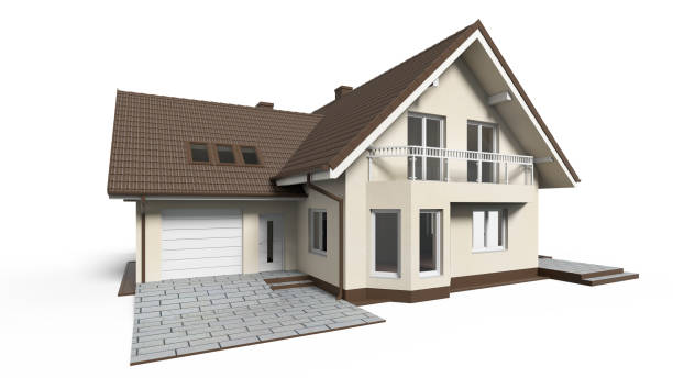 istock 3d render of modern house isolated on a white. 1144611083