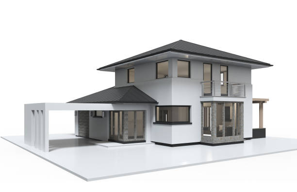 istock 3d render of house isolated on a white background. 1144611098