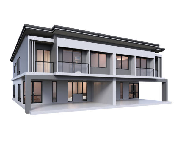 istock Modern townhome 3d rendering luxury style isolated on white background. 1144611120