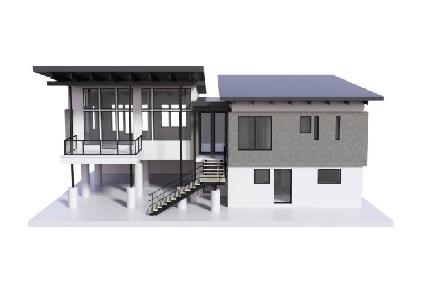 istock 3d rendering modern house isolated on a white background. 1144611140