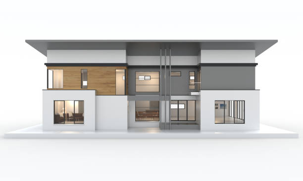 istock 3d render of modern house isolated on a white. 1144611180