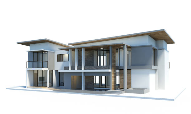 istock 3d render modern of house isolated on a white background. 1144611191