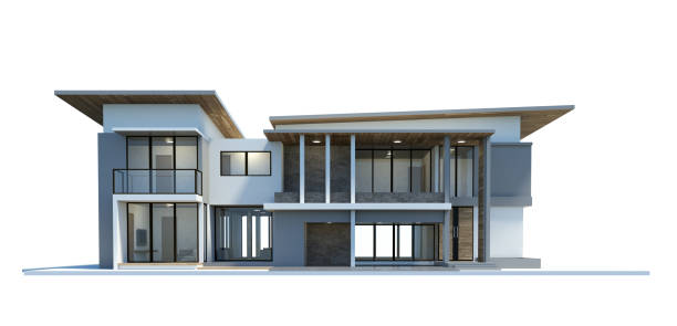istock 3d render modern of house isolated on a white background. 1144611232