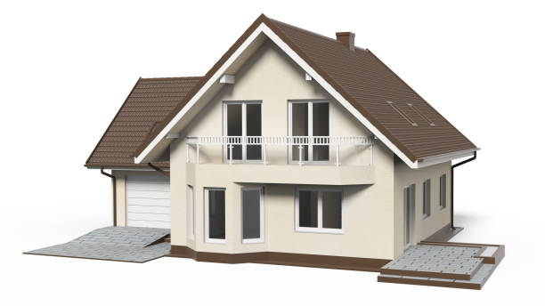 istock 3d render of modern house isolated on a white. 1144611275