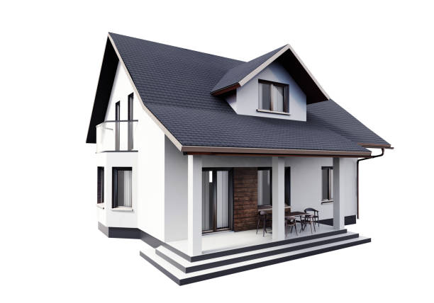 istock 3d render of house isolated on a white. 1144611298