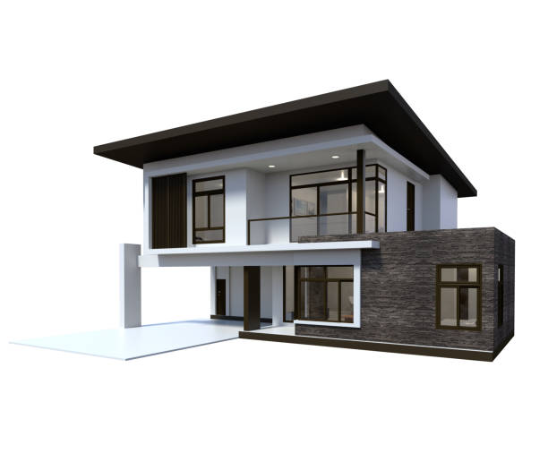 istock House 3d modern and luxury rendering on white background. 1144611820