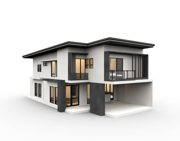 istock Modern townhome 3d rendering luxury style isolated on white background. 1144611840