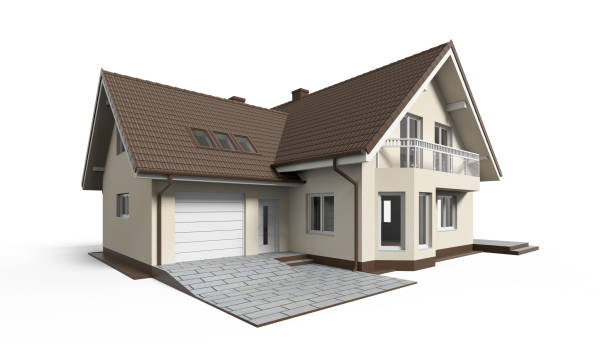 istock 3d render of modern house isolated on a white. 1144611879