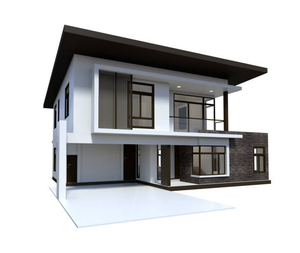 istock House 3d modern and luxury rendering on white background. 1144611927